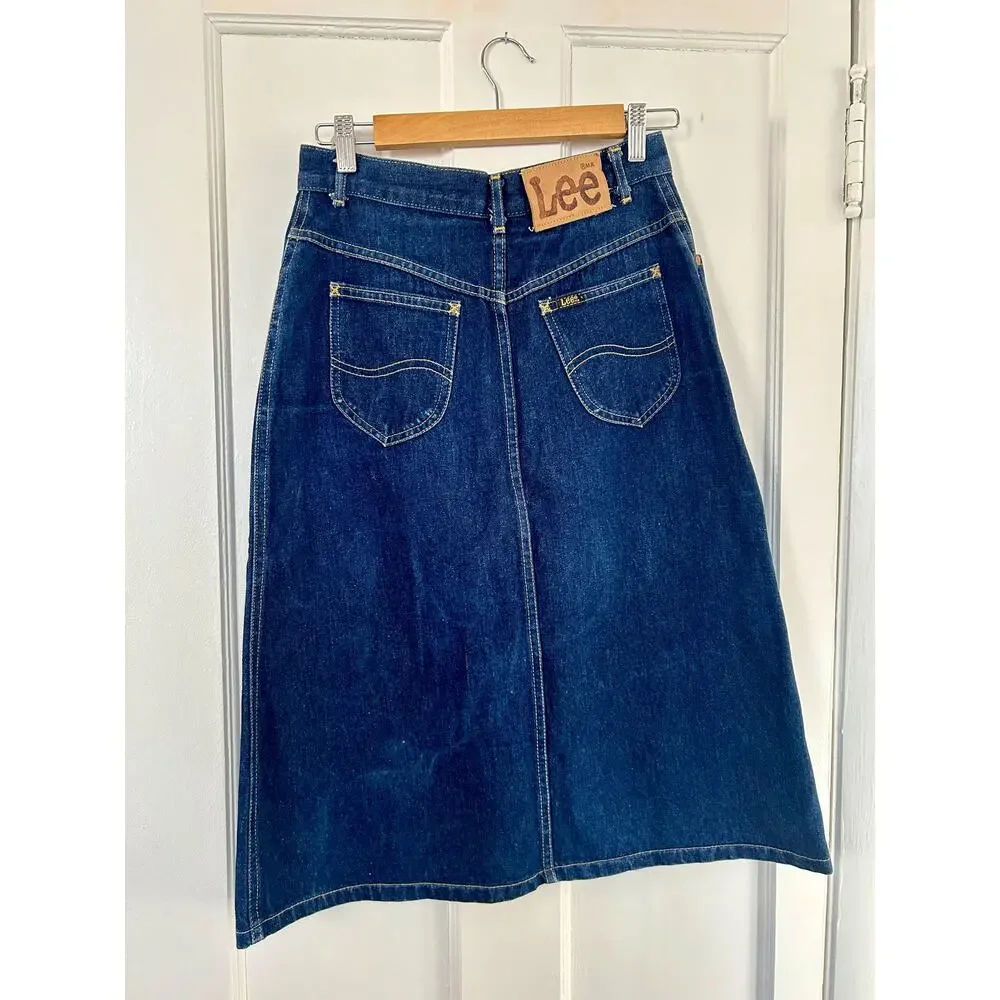 Vintage Indigo Denim Midi Skirt - Picture 5 of 7